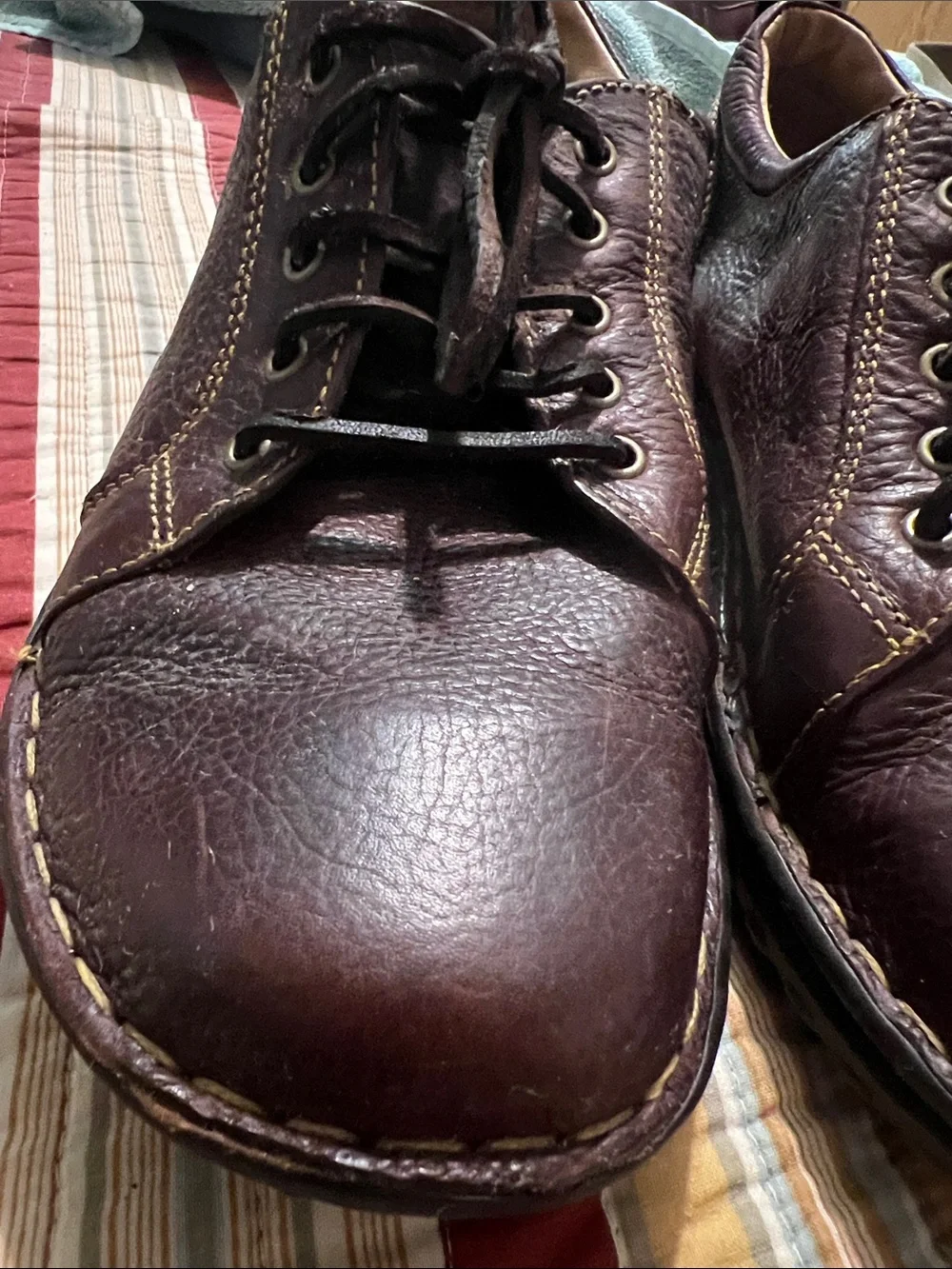Men's Casual Leather Lace-Up Shoes in Dark Brown Sz 11